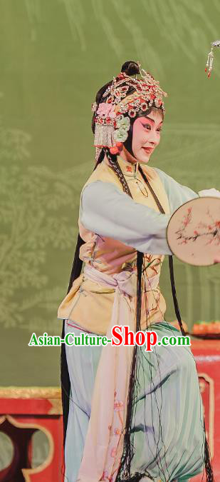 Chinese Kun Opera Xiaodan Dress Apparels Costumes and Headdress The Tale of Handan Kunqu Opera Young Girl Garment