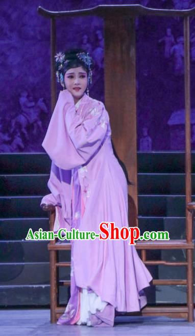 Chinese Kun Opera Hua Tan Diva Apparels Costumes and Headdress Rong Bao Zhai Kunqu Opera Young Lady Wan Qiu Dress Garment