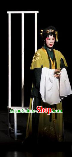 Chinese Kun Opera Huadan Apparels Costumes and Headpieces Romance Juliet Kunqu Opera Young Female Diva Green Dress Garment