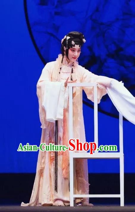 Chinese Kun Opera Hua Tan Apparels Costumes and Headpieces Romance Juliet Kunqu Opera Young Lady Ying Ling Dress Garment