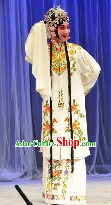 Chinese Kun Opera Hua Tan Bai Suzhen Apparels Costumes and Headpieces Leifeng Pagoda Kunqu Opera Young Female Dress Garment