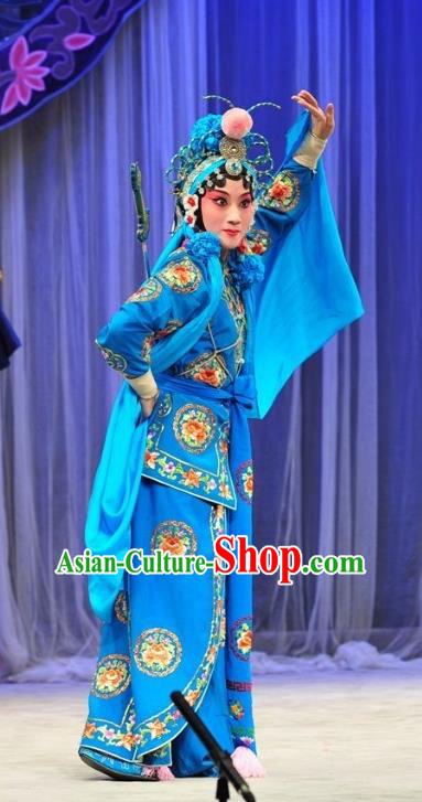 Chinese Kun Opera Swordsplay Woman Apparels Costumes and Headpieces Leifeng Pagoda Kunqu Opera Martial Female Dress Garment