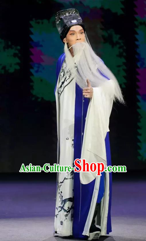 Gu Yanwu Chinese Old Man Apparels and Headwear Kunqu Opera Laosheng Garment Elderly Male Costumes