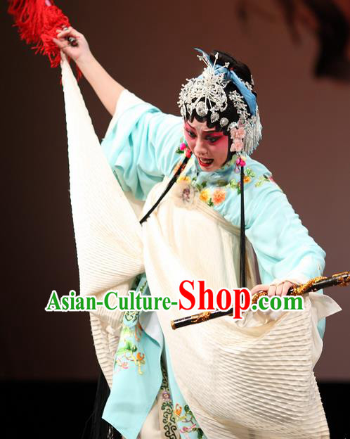 Chinese Kun Opera Actress Apparels Costumes and Hair Accessories Thousands of Miles to Send Jing Niang Kunqu Opera Huadan Dress Garment