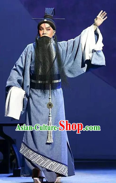 Chinese Kun Opera Elderly Male Costumes and Headwear Kunqu Opera Laosheng Garment Philosopher Confucius Apparels