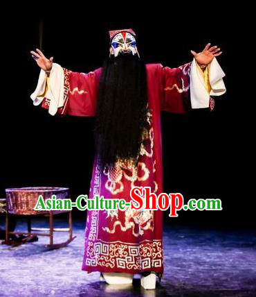 Chinese Kun Opera Tu An Gu Old Man Costumes and Headwear Kunqu Opera Laosheng Garment Elderly Male Apparels