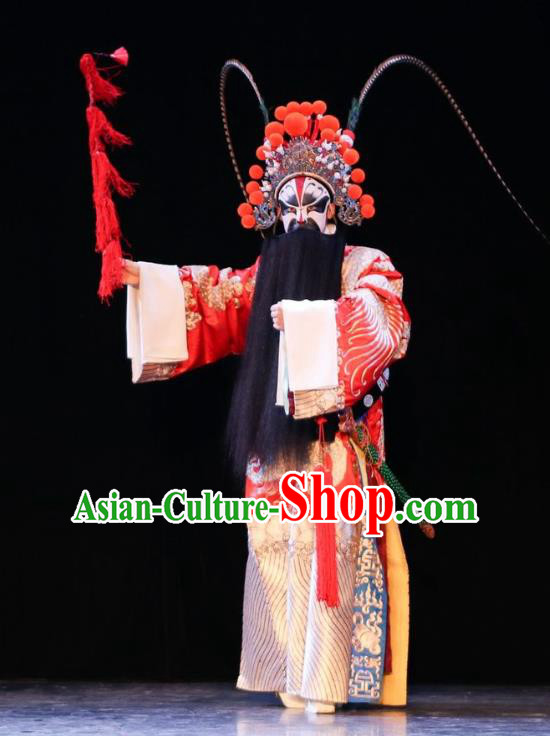 Chinese Kun Opera Laosheng Old Man Tu An Gu Costumes and Headwear Kunqu Opera Official Elderly Male Garment Apparels