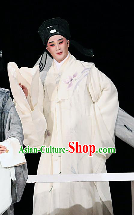 Blossoms on A Spring Moonlit Night Chinese Kun Opera Young Male Scholar Costumes and Headwear Kunqu Opera Xiaosheng Garment Poet Zhang Ruoxu Apparels