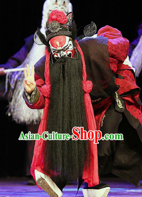 Blossoms on A Spring Moonlit Night Chinese Kun Opera Martial Male Costumes and Headwear Kunqu Opera Justice God Garment Apparels