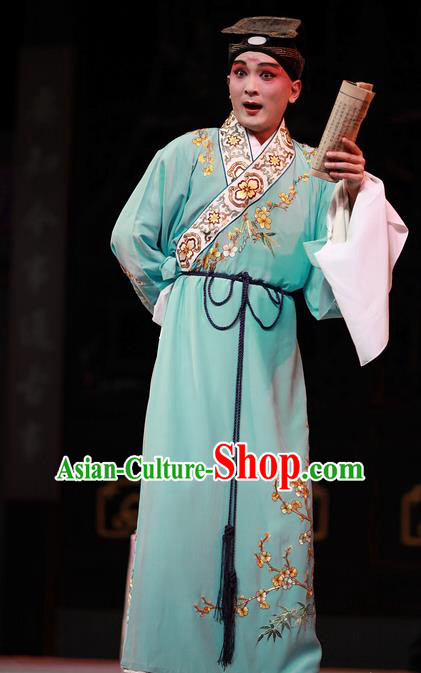 Xiu Ru Ji Chinese Kun Opera Scholar Zheng Yuanhe Costumes and Headwear Kunqu Opera Young Male Garment Xiaosheng Apparels