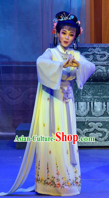 Chinese Shaoxing Opera Maidservant Pi Shan Jiu Mu Apparels Costumes Yue Opera Actress Servant Girl Dress Garment and Headpiece