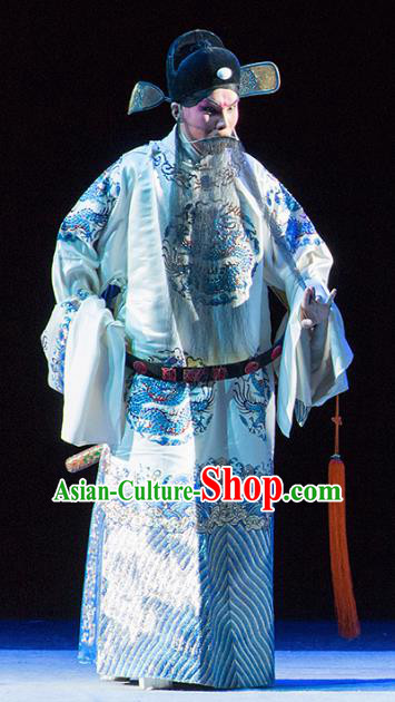 Chinese Kun Opera Continue the Pipa Laosheng Costumes and Headwear Kunqu Opera Old Man Garment Elderly Male Apparels