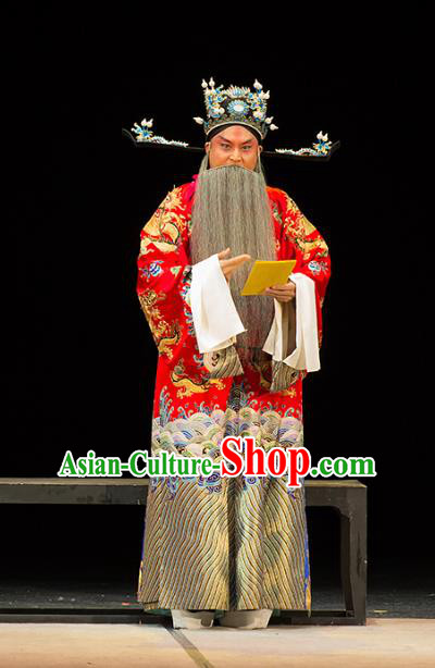 Chinese Kun Opera Official Continue the Pipa Cao Cao Costumes and Headwear Kunqu Opera Elderly Male Garment Apparels