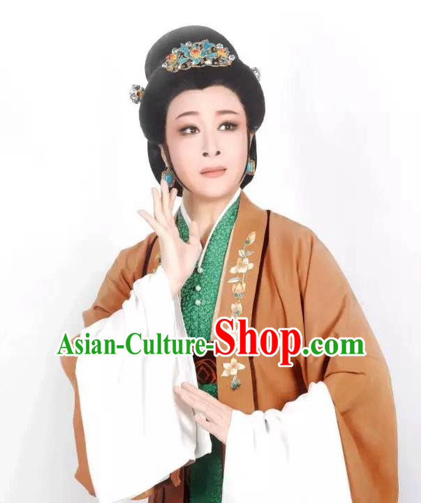 Chinese Shaoxing Opera Middle Age Female Costumes Zhang Yu Niang Apparels Yue Opera Garment Noble Dame Dress and Headwear