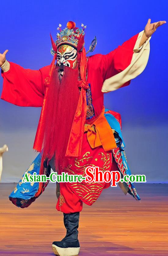 Jiu Lian Lantern Chinese Kun Opera Elderly Male Apparels Costumes and Headwear Kunqu Opera Hell Justice Garment Clothing