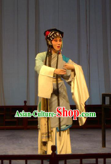 Chinese Kun Opera Poor Woman Apparels Costumes and Headdress Yan Yun Pavilion Traditional Kunqu Opera Female Beggar Dress Garment