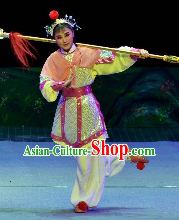 Chinese Yue Opera Wa Wa Sheng Apparels Pi Shan Jiu Mu Shaoxing Opera Costumes Young Boy Liu Chenxiang Garment and Headwear