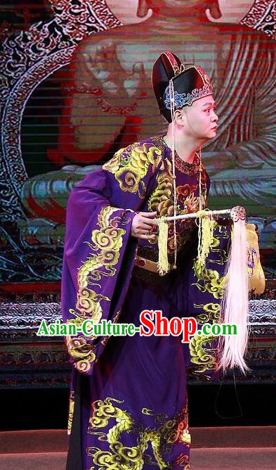 Chuan Deng Chinese Huangmei Opera Figurant Apparels Costumes Kunqu Opera Court Eunuch Garment Clothing and Headwear