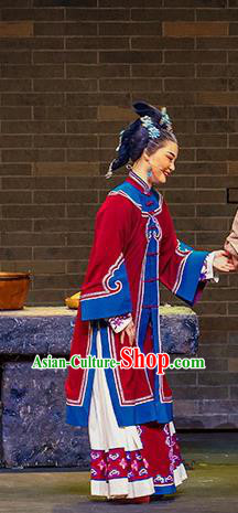 Chinese Huangmei Opera Elderly Woman Apparels Costumes and Headdress Da Qing Prime Minister Traditional Anhui Opera Old Dame Dress Garment