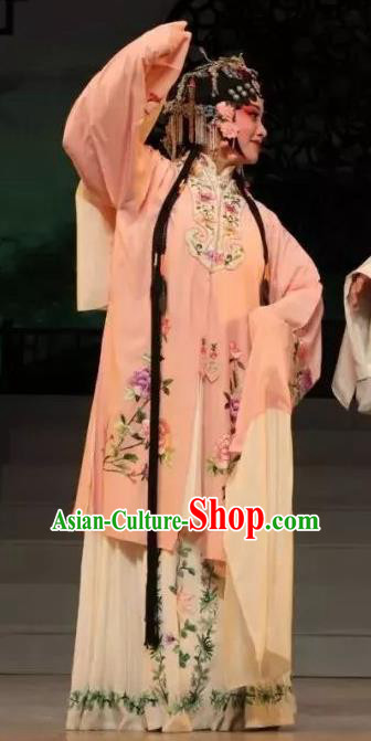 Traditional Chinese Kun Opera Actress Costumes and Headpieces Zhu Meng Ji Traditional Kunqu Opera Hua Tan Dress Woman Garment Apparels