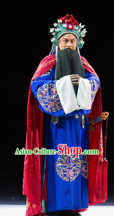 Chinese Kun Opera Elderly Male Continue the Pipa Costumes and Headwear Kunqu Opera Laosheng Garment Apparels