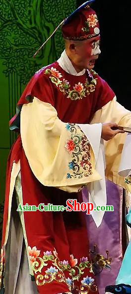 The Legend of Hairpin Chinese Kun Opera Clown Apparels Costumes and Headwear Kunqu Opera Buffoon Han Shizhong Garment Clothing