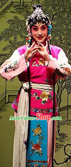 Chinese Kun Opera Xiaodan Young Lady Costumes and Headdress The Legend of Hairpin Traditional Kunqu Opera Maidservant Yun Xiang Garment Apparels