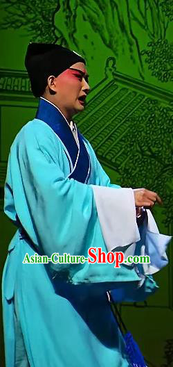 The Legend of Hairpin Chinese Kun Opera Poor Scholar Huangfu Yin Apparels Costumes and Headwear Kunqu Opera Niche Garment Young Man Blue Clothing