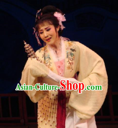 Chinese Shaoxing Opera Diva Rich Female Costumes The Pearl Tower Apparels Yue Opera Hua Tan Garment Actress Young Lady Dress and Hair Accessories