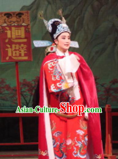 Chinese Yue Opera Number One Scholar Apparels The Pearl Tower Shaoxing Opera Xiao Sheng Costumes Niche Red Garment and Hat