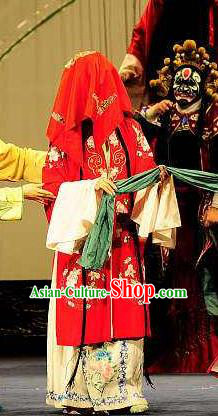 Chinese Kun Opera Bride Dress Costumes and Headdress Zhong Kui Jia Mei Traditional Kunqu Opera Actress Zhong Hua Garment Apparels