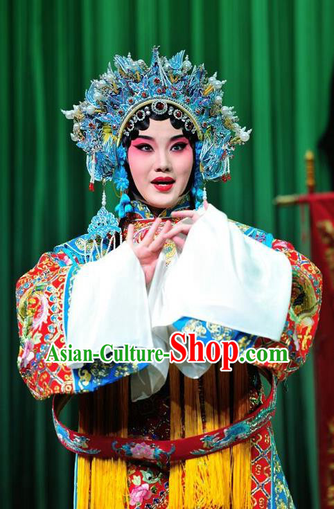 Chinese Kun Opera Princess Embroidered Robe Costumes and Headdress The Prophetic Paintings Traditional Kunqu Opera Court Lady Fei Zhen E Dress Garment Apparels