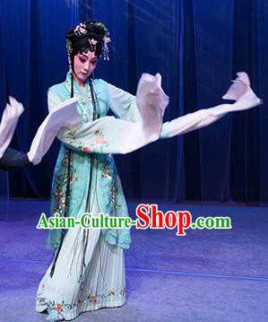 Chinese Kun Opera Young Lady Fairy Costumes Apparels and Headpieces Before The Fall Traditional Kunqu Opera Actress Luo Niang Dress Garment
