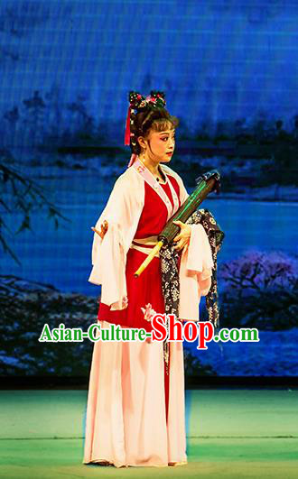Chinese Huangmei Opera Young Lady Apparels Costumes and Headpieces Goddess Marriage Traditional Anhui Opera Dress Actress Garment