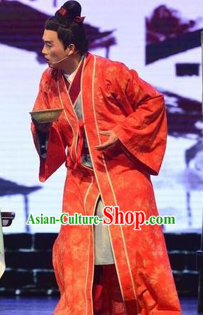 Chinese Huangmei Opera Xiaosheng Garment Taibai Drunk Costumes and Headwear An Hui Opera Young Male Wedding Apparels Clothing