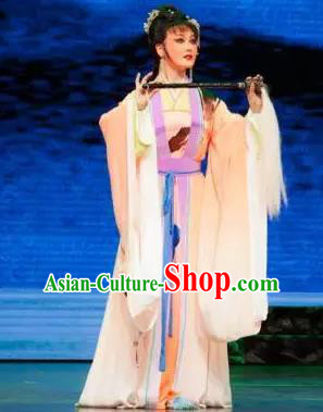 Chinese Huangmei Opera Actress Young Female Apparels Costumes and Headpieces Taibai Drunk Traditional Anhui Opera Dress Taoist Nun Garment