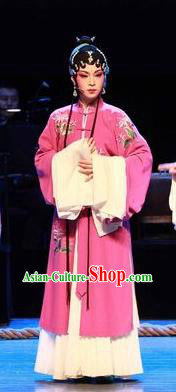 Chinese Huangmei Opera Hua Tan Garment Costumes and Headpieces Yu Tian Xian Traditional Anhui Opera Rosy Dress Diva Apparels