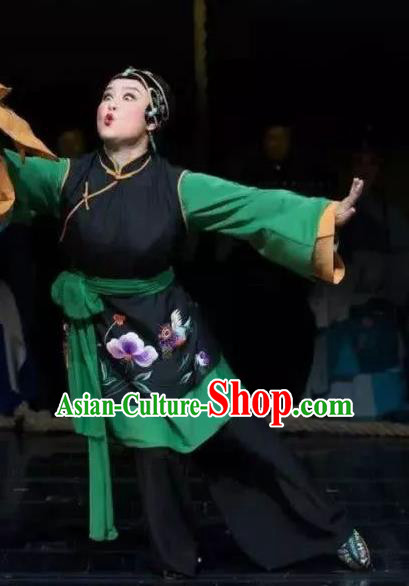 Chinese Huangmei Opera Elderly Female Garment Costumes and Headdress Yu Tian Xian Traditional Anhui Opera Pantaloon Dress Apparels