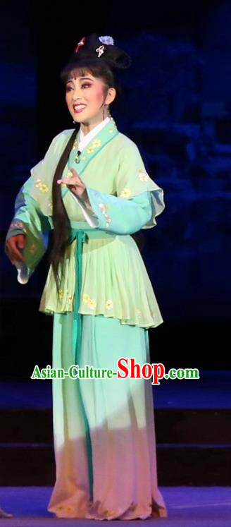 Chinese Huangmei Opera Servant Girl Garment Costumes and Headdress Female Consort Prince Traditional Anhui Opera Young Lady Chun Hong Dress Apparels
