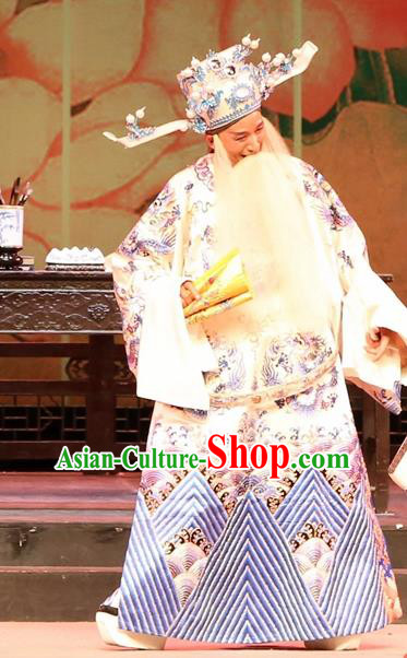 Chinese Huangmei Opera Prime Minister Female Consort Prince Garment Costumes and Headwear An Hui Opera Elderly Male Apparels Chancellor Liu Wenju Clothing