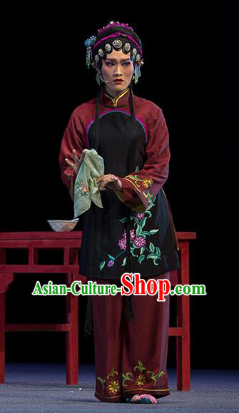 Chinese Huangmei Opera Hostess Garment Costumes and Headdress Luo Pa Ji Traditional Anhui Opera Young Female Dress Apparels