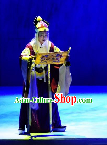 Chinese Huangmei Opera Laosheng Costumes and Headwear An Hui Opera Laosheng Apparels Elderly Man Court Eunuch Clothing