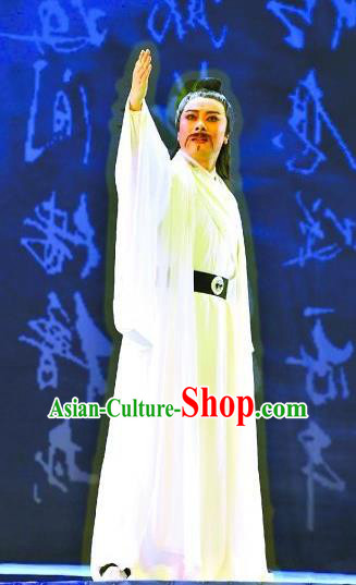 Chinese Huangmei Opera Scholar Costumes and Headwear An Hui Opera Literatus Apparels Poet Su Dongpo Clothing