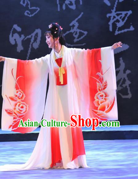 Chinese Huangmei Opera Young Female Hua Tan Garment Costumes and Headpieces Su Dongpo Traditional Anhui Opera Diva Dress Apparels