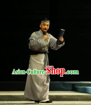 Chinese Huangmei Opera Elderly Male Costumes and Headwear An Hui Opera Tie Mian Jin Guangti Laosheng Apparels Clothing