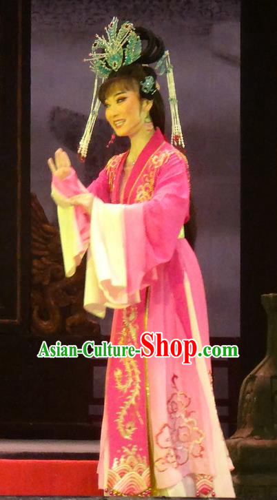 Chinese Huangmei Opera Princess Garment Costumes and Headdress Female Consort Prince Traditional Anhui Opera Actress Dress Young Lady Apparels