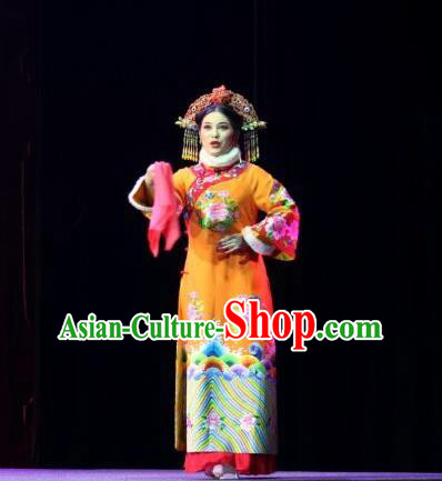 Chinese Huangmei Opera Court Lady Tie Mian Jin Guangti Garment Costumes and Headdress Traditional Anhui Opera Noble Consort Dress Apparels
