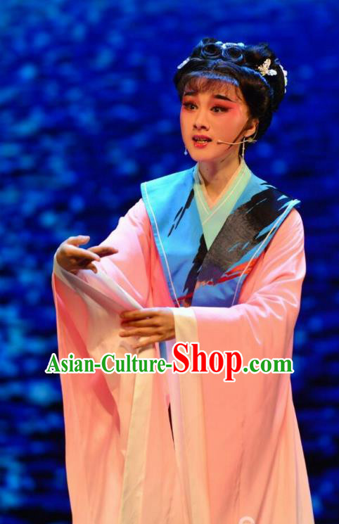 Chinese Huangmei Opera Young Lady Costumes and Headpieces Taibai Drunk Traditional Anhui Opera Princess Yu Zhen Dress Garment Apparels