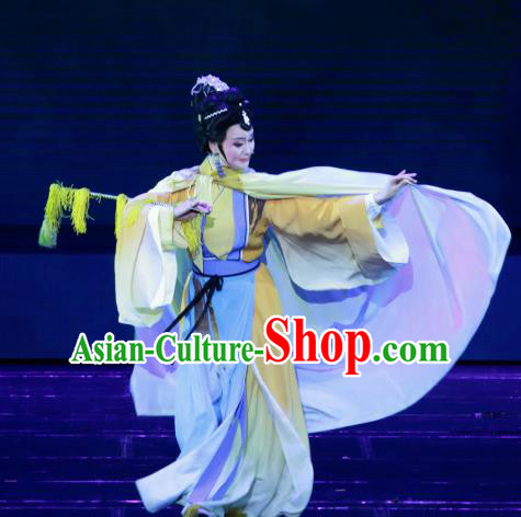 Chinese Huangmei Opera Princess Yu Zhen Costumes and Headpieces Taibai Drunk Traditional Anhui Opera Dress Garment Taoist Nun Apparels