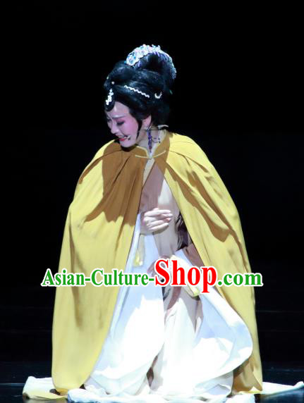 Chinese Huangmei Opera Taoist Nun Yu Zhen Costumes and Headpieces Taibai Drunk Traditional Anhui Opera Dress Actress Brown Garment Apparels
